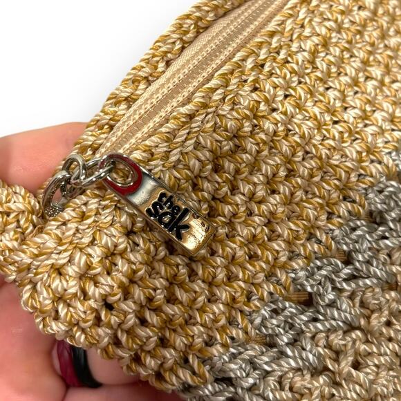 The Sak Cambria Striped Crocheted Boho Crossbody Purse Neutral Bag - Picture 6 of 7